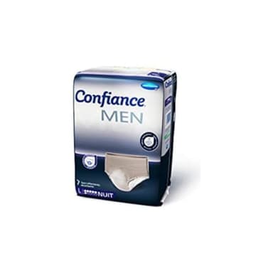 Confiance Men - Slips Absorbants pour Hommes - Niveau d'Absorption 6 Gouttes (Fuites Urinaires Moyennes) - Discrets et Efficaces - PH Neutre à la Peau - Taille L - 7 Unités