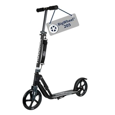 HUDORA BigWheel 205 Scooter - Trottinette stable en aluminium - Réglable en hauteur & pliable avec béquille - Trottinette sportive pour enfants & adultes jusqu'à 100kg