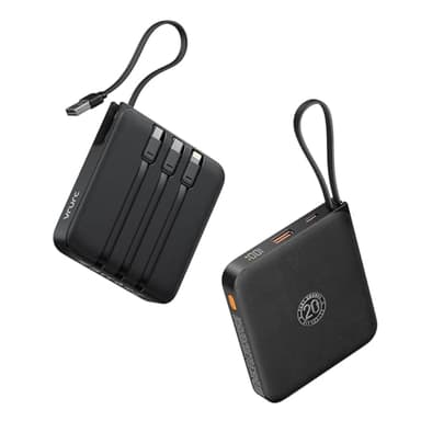 VRURC Powerbank 20 000 mAh Power Bank avec câble Petit USB C 22,5 W QC3.0 Charge rapide Chargeur portable Batterie externe de téléphone portable Petit mais puissant avec affichage LED pour smartphones