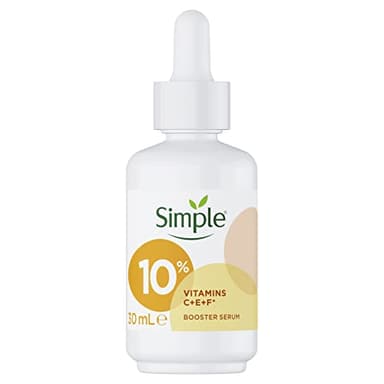 Simple Sérum booster 10% vitamine C + E + F* - Sérum visage qui hydrate et éclaircit les peaux ternes et sèches - Pour une peau visiblement éclatante et éclatante, convient à tous les types de peau