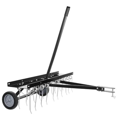 WilTec Scarificateur Trainé pour Tracteur Tondeuse Largeur de Travail 100cm Roues en Caoutchouc 7