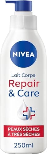 NIVEA REPAIR & CARE Lait Réparateur Corps Peaux Très Sèches (1x 250 ml) - Lait Corps Hydratant à la Glycérine, Provitamine B5 & Niacinamide - Crème Hydratante peaux rugueuses extra sèches
