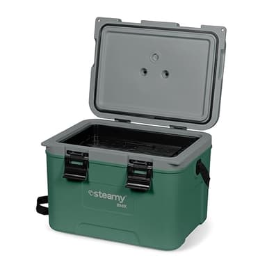 Steamy BMX 21 Glacière spécialement conçue pour Le déjeuner et Le Chantier avec séparateur et Plateau d'insertion, 21 litres, Verte