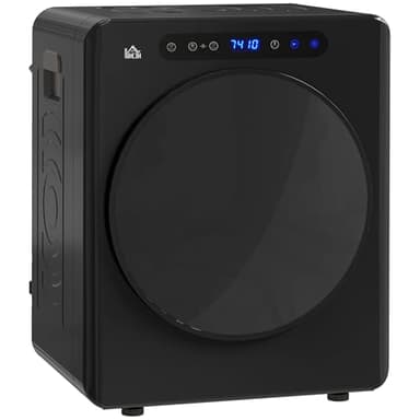 HOMCOM Sèche linge à évacuation compact, sèche-linge électrique 1000 W 3 Kg avec 6 modes de séchage, cuve en acier inoxydable, charge frontale, minuterie, pour appartement, maison, camping-cars, noir