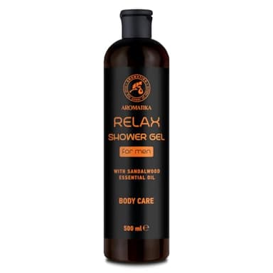 Gel Douche Homme Relax 500 ml - Gel douche à l'huile Essentielle de Bois de Santal - Soins du Corps - Soins de la Peau - Nettoyage et Soin - Parfum Frais - Arôme Masculin - Gel Douche Relaxant