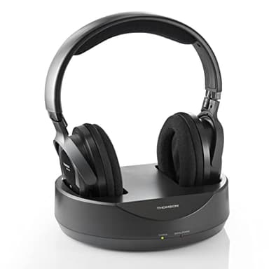 Thomson Casque Sans Fil TV "WHP3001BK" (Over-Ear, Avec Station De Recharge Système, PLL, Portée 100 M, 863 MHz, Sans Fil) Noir