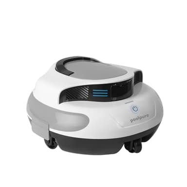 POOLPURE Pool Robot, Cleaning Time, Double Motor, LED Indicators, Self-Parking Function, IPX8 Waterproof, Wireless Pool Vacuum Cleaner, for Built-in Flat Pools.