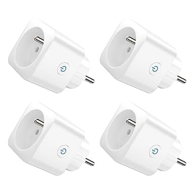 EIGHTREE Prise Connectée WiFi, Prise Alexa Programmable, Compatible avec Alexa/Google Home, Smart Life APP, Suivi de Consommation, Contrôler le ventilateur/climatiseur, 2,4 GHz Wi-Fi, 16A 3680W, 4PCS
