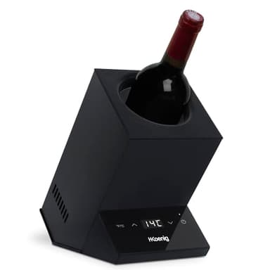 H.Koenig Rafraichisseur à Vin LVX26, Vin Blanc, Vin Rouge, Rosé, Champagne, Jusqu'à 9cm de Diamètre, Température Réglable de 5°C à 18°C, Contrôle Digital, Système Thermoélectrique, 72 W