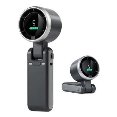 JOPWUE Ventilateur portable 3 en 1 pliable turbo haute vitesse, écran LED, batterie 3600 mAh, réglable à 180°, 5 vitesses de vent, rechargeable par USB, petit ventilateur à main pour voyage