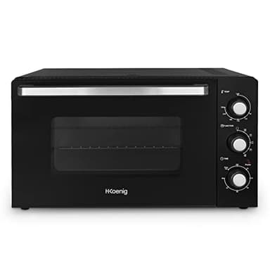 H.Koenig Mini Four Compact FO42, Capacité 42L, Température jusqu'à 230°C, 5 Modes de Cuisson, Minuteur jusqu'à 90 min, Chaleur Tournante/Rôtisserie, avec pince, ramasse-miette et tournebroche, 2000W