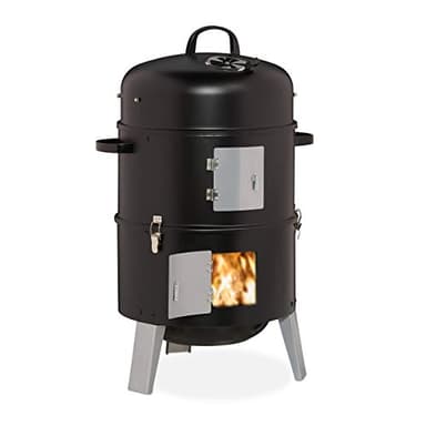 relaxdays Fumoir 3 en 1, Smoker, pour Faire Griller, Faire Fumer et macérer, thermomètre avec Sortie d’air, BBQ, Noir