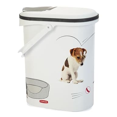 Curver Conteneur à Croquettes Pour Chien - 4kg / 10L - Rangement Hermétique Anti-Odeurs pour Nourriture pour Chiens - Conteneur avec poignée de Transport - 19 x 30 x 35 cm - Blanc