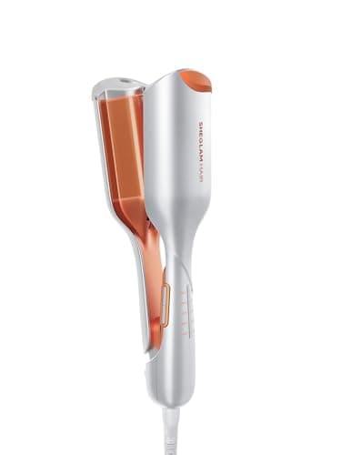 SHEGLAM Fer à Boucles Professionnel Double Barreau - Beach Waves, Minuterie, 6 Températures Réglables, Double Voltage (25mm)