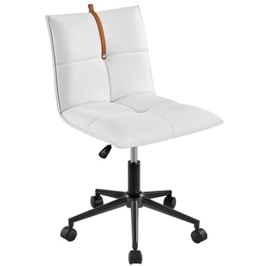 Yaheetech Chaise de Bureau sans Accoudoirs Fauteuil de Bureau Ergomomique Confortable Pivotante en Similicuir Design Réglable en Hauteur pour Chambre Studio