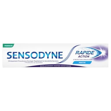 SENSODYNE - Dentifrice Rapide Action Blancheur - Soulagement Rapide & Protection Longue Durée Contre la Sensibilité Dentaire - Aide à Eliminer les Taches Dentaires - Lot de 4 x 75 ml