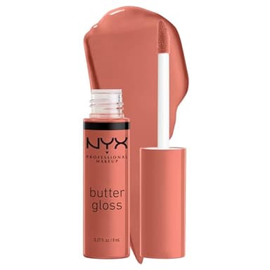 NYX Professional Makeup Gloss à Lèvres Repulpant, Effet Lèvres Pulpeuses, Non Collant, Texture Douce et Crémeuse, À Porter Seul ou avec Rouge à Lèvres, Butter Gloss, Teinte : Bit of Honey (35)