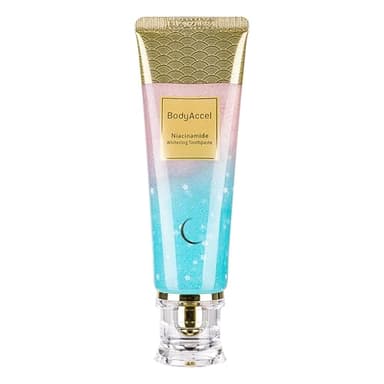 BodyAccel Dentifrice Blanchissant à la Niacinamide – Élimination Intense des Taches, Soin Doux Naturel, Haleine Fraîche, Goût Pêche, Santé des Gencives (1 Tube)