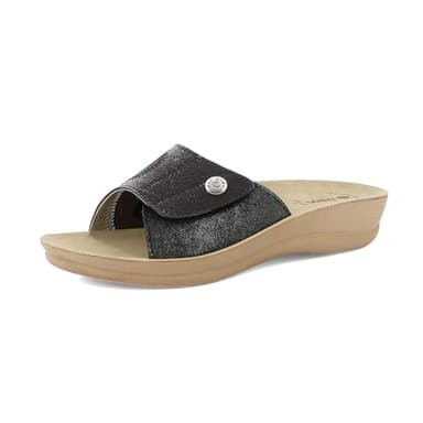 inblu Femme Ciabatte Donna Con Chiusura A Strappo E Inserto Elastico, Plantare Soffice E Anatomico Multiprise, Noir, 39 EU