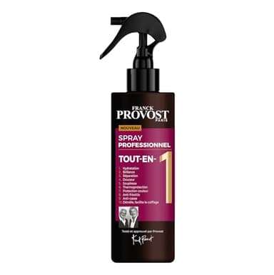 FRANCK PROVOST - Spray Professionnel Tout-en-1 - Thermoprotection & Soin Sans Rinçage - Hydratation, Brillance, Douceur, Démêlant - Tous Types De Cheveux - 190ml