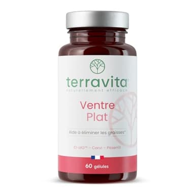 VENTRE PLAT | Réduit l’Assimilation des Graisses et des Sucres | Contre Ballonnements et Ventre Gonflé | Actif Breveté ID-alG à l’Efficacité Démontrée | 60 Gélules Vegan | Made in France | Terravita
