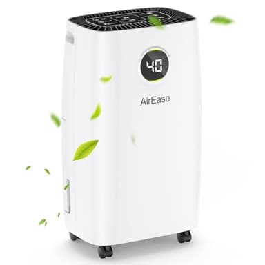 Déshumidificateur d Air 12L/jour,Éliminateur de Moisissure Noire,Absorbeur d'Humidité Automatique,Sèche-linge,Déshumidificateur Compresseur Portable Silencieux,Minuterie 24h et écran LED commande