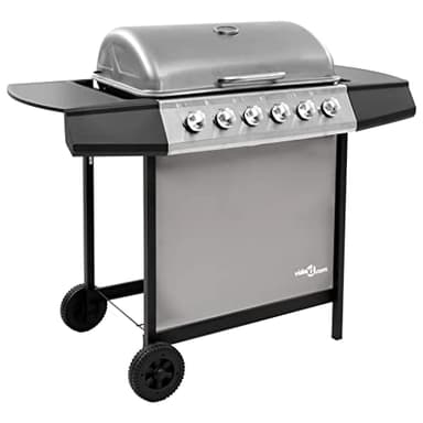 SKM Barbecue Gril à gaz avec 6 brûleurs Noir et argenté, Weight:19.12 kg,48553