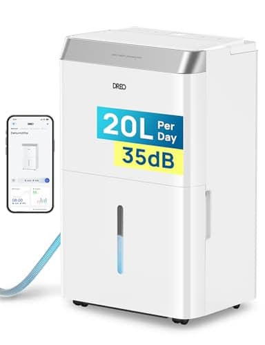 Dreo Déshumidificateur d’air 20L/jour, Wi-Fi & Alexa, avec réservoir d'eau 3.4L, Pour 40㎡/100m³, Déshumidificateur silencieux 38dB, 3 Modes, Minuterie 24 h, Pour Chambre, Salle de Bain & Cave