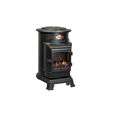 INTEC - Poêle à gaz Fonte 3.4KW Noir Effet feu cheminée Chauffage d'appoint à gaz