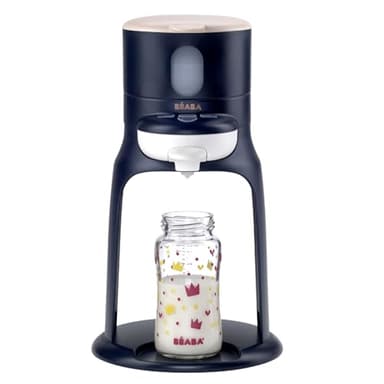 BÉABA, Préparateur-Chauffe Biberon/Petits pots, Distributeur d'eau à Température Exacte, Instantané, Rapide, Fonction Bain Marie, 2 Températures, Amovible, Bib'Expresso, Bleu Nuit