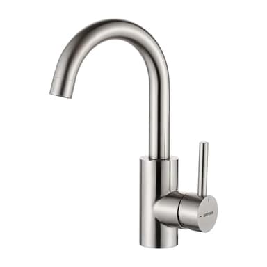 GRIFEMA G1002A Mitigeur Lavabo Salle de Bain avec Bec Orientable 360°, Robinet Eau Chaude et Froide en Laiton, Aérateur Anti-Éclaboussures, Installation Facile avec Flexibles