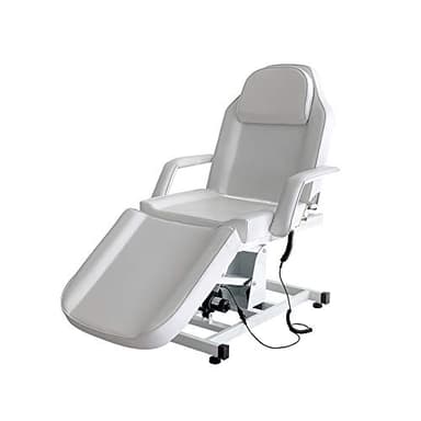 Table du Massage Réglable Lit du Massage Pliante Electrique en Cuir PU pour Salon Professionnel et Maison, 82 cm (L) x 180 cm (l) x 63-87 cm (H) (Blanc)