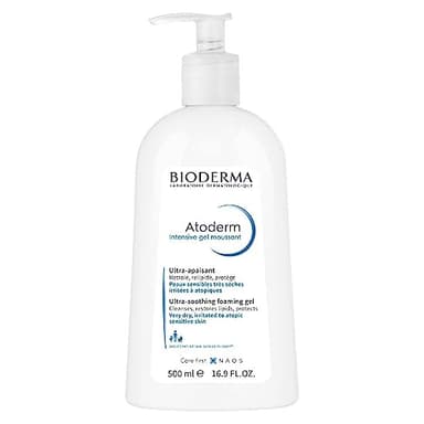 BIODERMA Atoderm Intensive gel moussant - Nettoie, purifie, aide à apaiser les démangeaisons - Base nettoyante surgrasse - Prescrit par des dermatologues - Pour toute la famille - Flacon pompe 500 ml