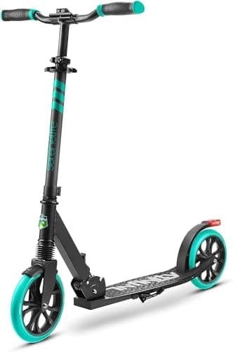 Serenelife Trottinette Freestyle, Trottinette Adulte et ado - Hauteur Réglable, Scooter Tout Terrain avec Grande Roues et Suspension, Manœuvre Facile et Pliable, Aqua
