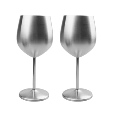 WIYETY Verres à cocktail en acier inoxydable - 500 ml - Verres à vin rouge avec pied - Incassables - Pour cocktail, whisky, bière, vin rouge, vin blanc, thé, café - Lot de 2