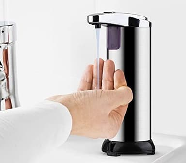 Nikou Distributeur automatique de savon liquide sans contact avec capteur intelligent pour cuisine et salle de bain (argenté)