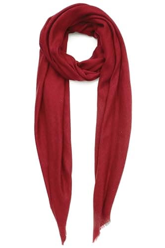 Écharpe en cachemire Fabriqué au Kashmir (boîte cadeau) Élégant laine mérinos Soie Mélange de cachemire doux Long foulard Femmes Hommes Pashmina Automne Hiver Pur Rouge