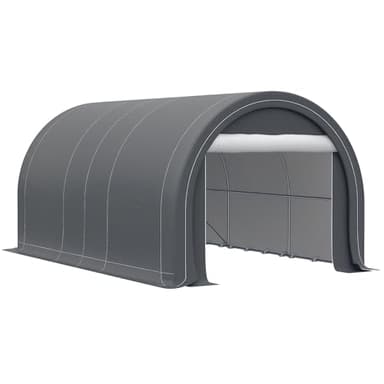 Outsunny Carport Tente de Garage 5 x 3 x 2,4 m, abri Voiture extérieur, Tente de Stockage avec Porte Enroulable zippée, Acier galvanisé, PE Haute densité 190 g/m², Gris