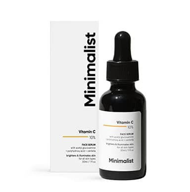 Minimalist Sérum pour le visage avec 10% de vitamine C pour une peau éclatante, 30 ml | Sérum éclaircissant Vit C très stable et efficace pour homme et femme, transparent, 30 ml (1 pièce)
