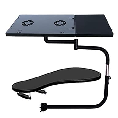 Queeucaer support Clavier de chaise, d'accoudoir, clavier avec tapis de souris, ordinateur portable, ventilateur USB, coude, repose-poignet en acier inoxydable, ABS