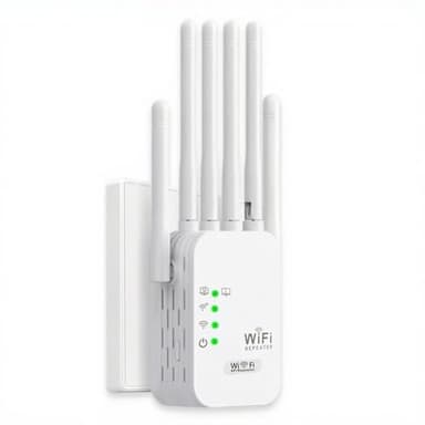 Repeteur WiFi Puissant,Amplificateur WiFi avec 6 antennes, 2 LAN,Mode Répéteur & Routeur & AP, Compatible avec Toutes Les Box Internet Ethernet - Intérieur/Extérieur WiFi Booster de Signal Internet﻿