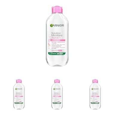 GARNIER Skin Active - Solution Micellaire Tout-En-1 - Nettoie, Démaquille & Hydrate - Micelles & Glycérine Hydrantante - Sans Parfum - Visage, Yeux, Lèvres - Peaux Sèches & Sensibles - 400 ml