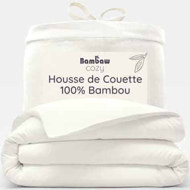 Bambaw Housse de Couette Bambou 220x240 cm, Drap Anti Acarien et Anti Transpiration, Drap en Bambou Refroidissant, Housse de Couette Douce et Rafraîchissante, pour 2 Personnes (Ivoire)
