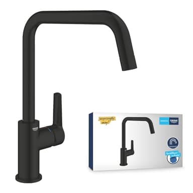 GROHE QUICKFIX Start Robinet de cuisine, Mitigeur Monocommande Evier, Bec Haut, Rotation 150°, Noir Mat, 304702430