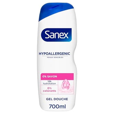 SANEX - Gel Douche Derma Care - Hypoallergénique - 12h d'Hydratation - Peaux Sensibles - 700ml