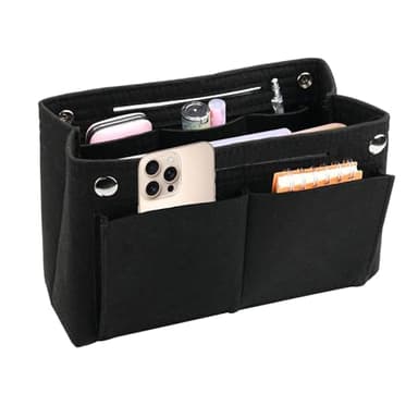 TESSTSY Sac à Main Organiseur 24x8x15 cm, Feutre fourre-Tout Sac à Main, Organiseur de sac à main en Feutre, pour Téléphones, Cosmétiques, Lunettes (Noir)