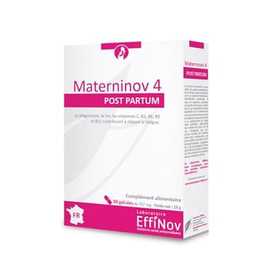 MATERNINOV 4 – COMPLÉMENT ALIMENTAIRE APRES GROSSESSE et/ou ALLAITEMENT – Solution aux Carences d’après Grossesse – Diminue Fatigue, Stress, Palpitations et Etourdissements – Made in France