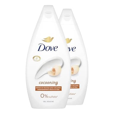DOVE - Gel Douche - Essentiel Cocooning - Nettoie en douceur et adoucit la peau - Testé dermatologiquement - 0% Sulfate (lot promo de 2x 450ml)