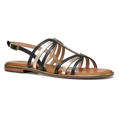 Geox Femme D Sozy Plus C Sandale à glissière, Black/Lt Gold, 38 EU