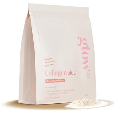 Glow25® Collagène Plus [450g] - Complément Alimentaire - avec Vitamine C, Zinc et Biotine - Hydrolysat de Collagène Premium - Peptides Type 1 et 3 - Haute Solubilité - Collagen